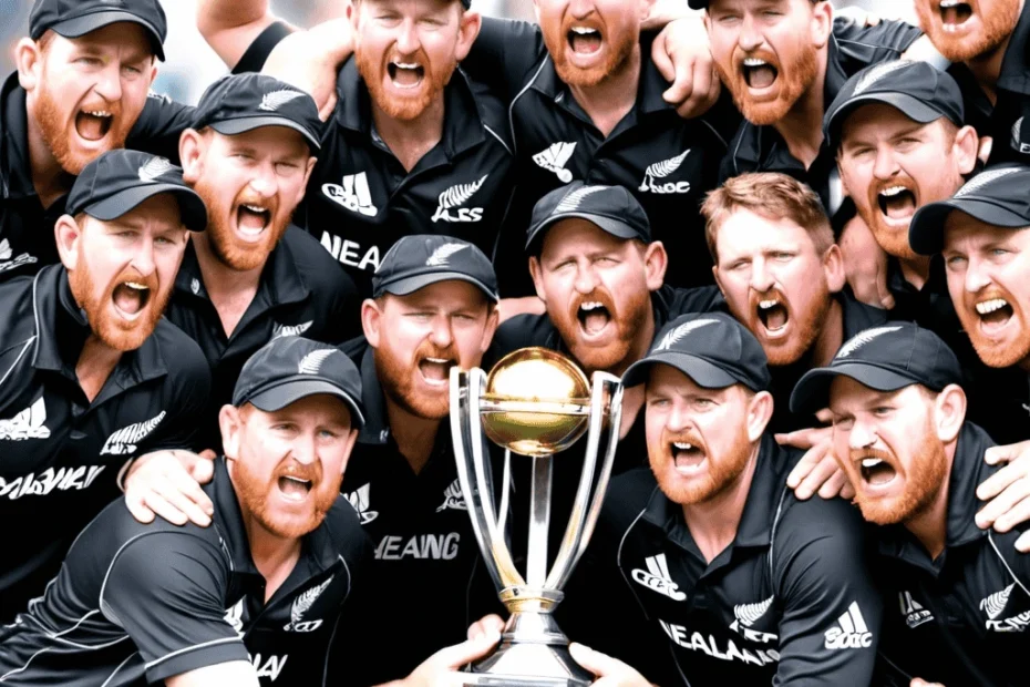 New Zealand cricket team with ICC Champions Trophy